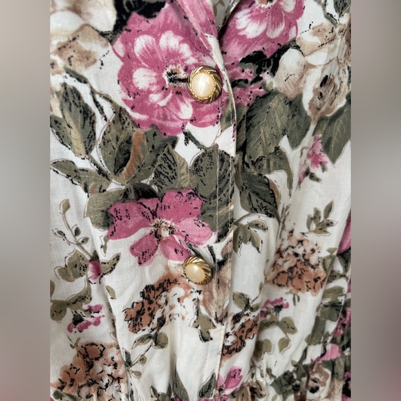 Vintage Jessica Floral Prairie Midi Dress Cottagecore Button Front Pockets - Picture 6 of 13